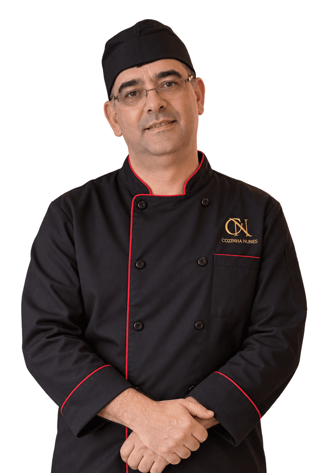 Retrato recriado do chef Nunes, com a sua farda preta e barrete